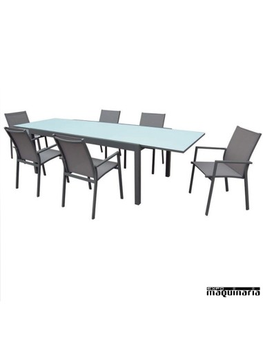 Conjunto para terraza AGSELINA de aluminio y textiline