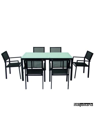 Conjunto para terraza AGTAHA-NEGRO de aluminio y textiline