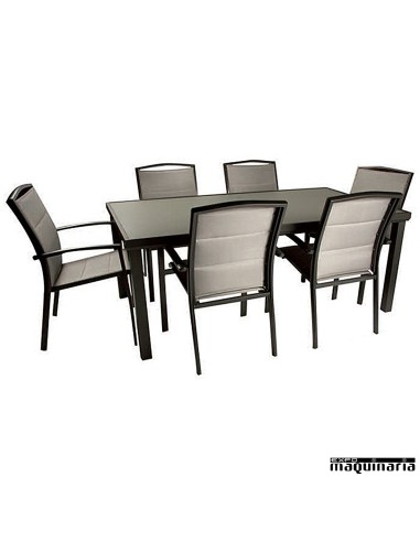 Conjunto para terraza AGSILVER de aluminio y textiline