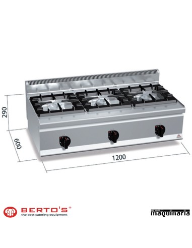 Cocina gas 3 fuegos RMG6F3BH12