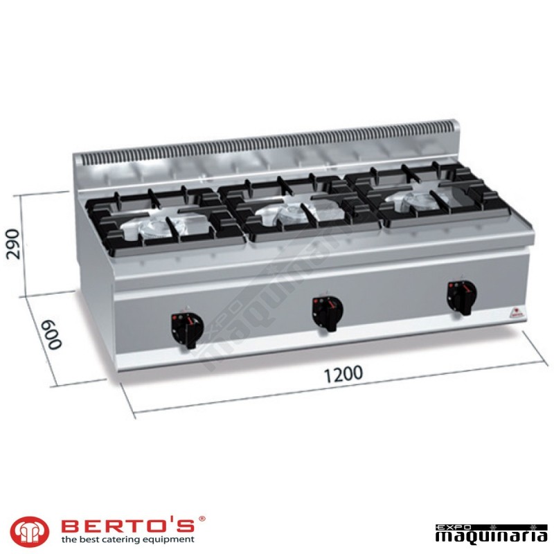 Cocina gas 3 fuegos RMG6F3BH12