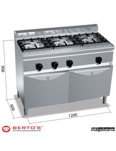 Cocina gas 3 fuegos con horno RMG6F3H12+FG1