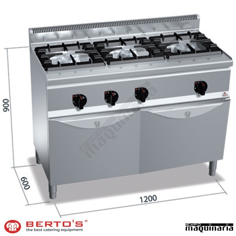 Cocina gas 3 fuegos con horno RMG6F3H12+FG1