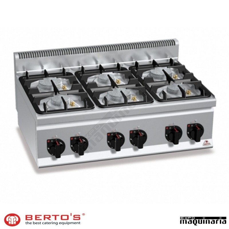 Cocina gas 6 fuegos RMG6F6BPW ECO POWER