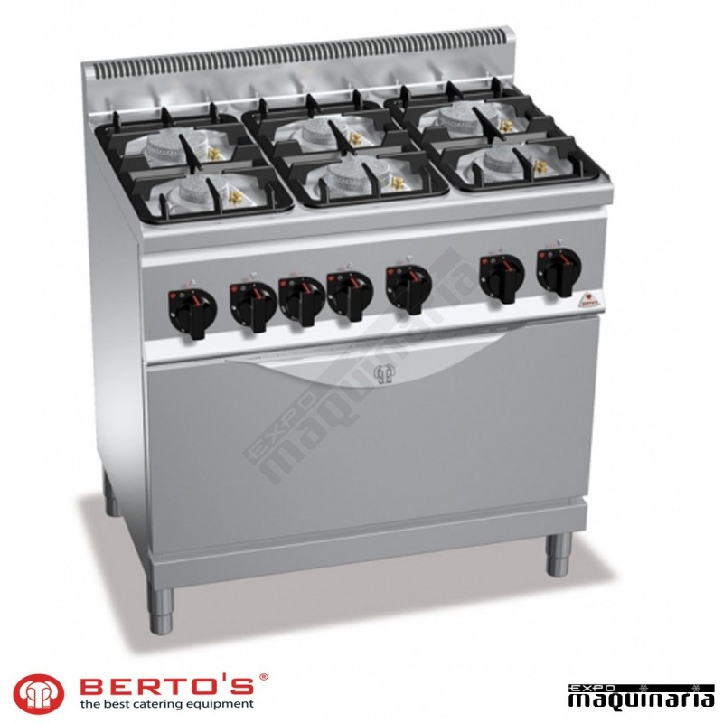 Cocina gas 6 fuegos con horno RMG6F6PW+T ECO POWER