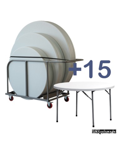 Conjunto de catering 15 mesas ZOplanet120 + 1 Carro de Transporte