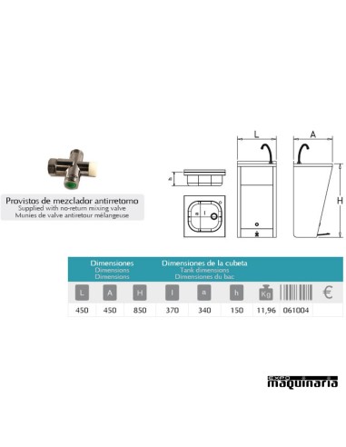 Lavamanos de pie con pedal inoxidable FR061004