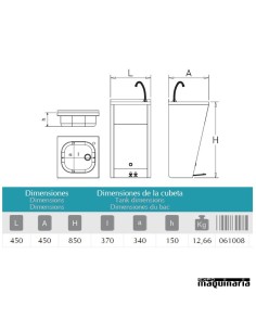 Lavamanos acero inox  doble pedal FR061008 2