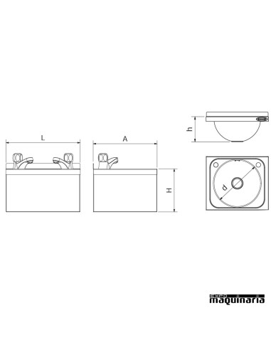 Lavamanos acero inox. mural FR061432 doble grifo.