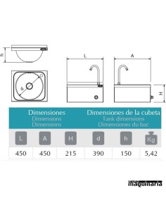 Lavamanos de pared no manual  en acero inox.  061202 2