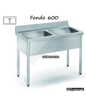 Fregadero acero inox. con bastidor Dos Cubetas Fondo 600