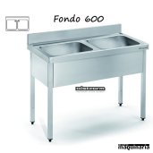 Fregadero  acero inox. con bastidor Dos Cubetas Fondo 600