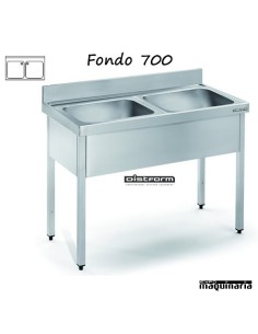 Fregadero  acero inox. con bastidor Dos Cubetas Fondo 700 2