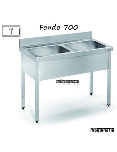 Fregadero  acero inox. con bastidor Dos Cubetas Fondo 700
