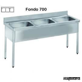 Fregadero acero inox. con bastidor 3 Cubetas