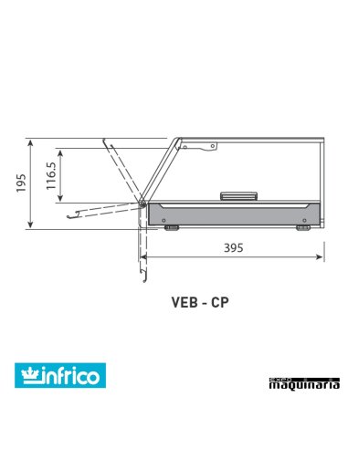 Vitrina expositora tapas frías 8 platos INVEB8CP cristal plano