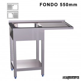 Fregadero industrial inox, hueco lavavajillas Fondo 550