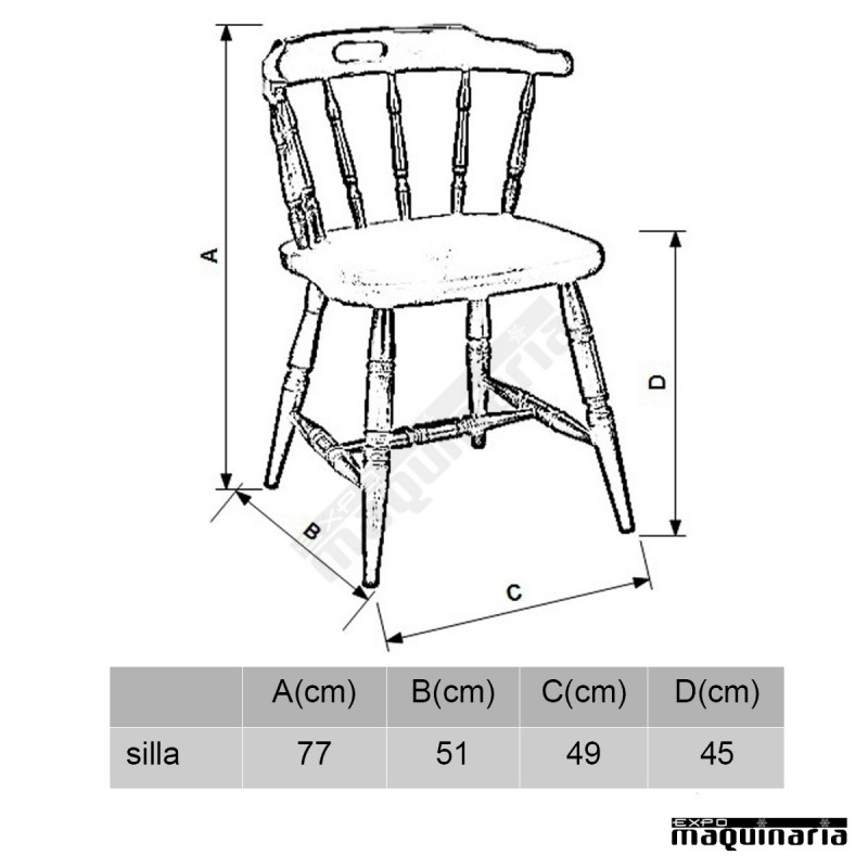 Silla madera 1R asiento tapizado para hostelería