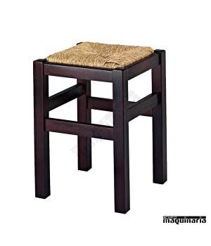 Taburete bajo bar madera asiento enea 1r9E