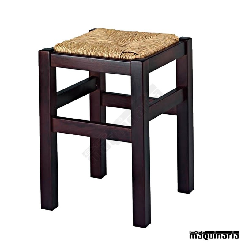 Taburete bajo bar madera asiento enea 1r9E