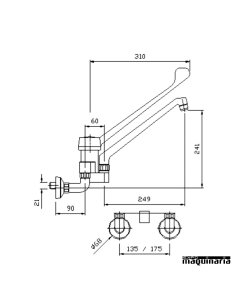 Grifo industrial dos aguas de pared 20222 2