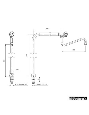 Grifo industrial de columna un agua 20219