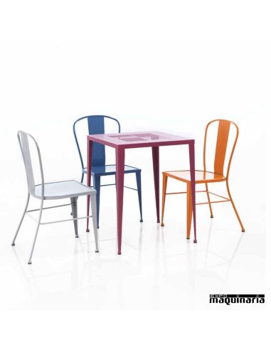 Silla de forja JAS309 asiento metálico apilable