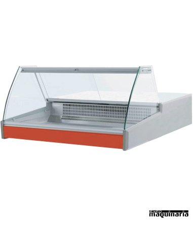 Vitrina expositora pescado 1.5 m cristal curvo sin base SVVHERAP1500