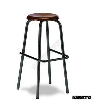 Taburete 5R16MA de tubo acerado asiento madera
