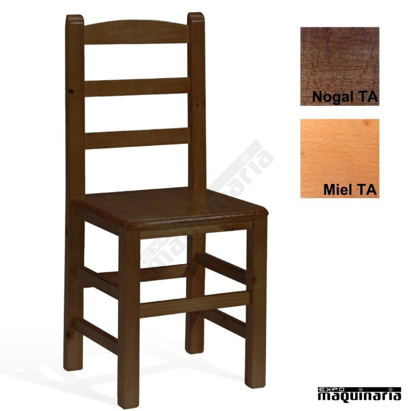Sillas de Madera Económica 1T120 con asiento de madera, madera de pino