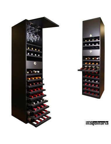 Armario para vino neutro MERLOT para 44 botellas y 16 copas