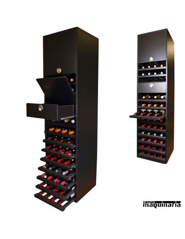Armario para vino neutro MERLOT para 44 botellas y 16 copas