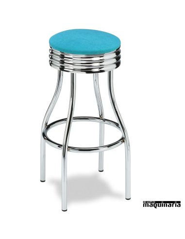 Taburete para interior 5R51TA tapizado color azul claro