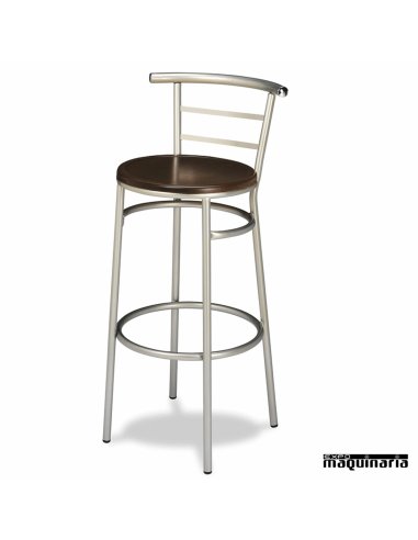 Taburete bar hosteleria 5R12MA asiento madera patas color cromado