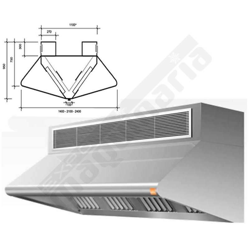 campanas extractoras central plein compensada 1500 cm largo