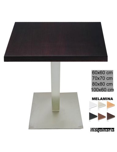 Mesa bar cuadrada 3R23MEC hostelería Melamina color Wengué