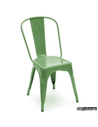 Silla hostelería hierro APILABLE (replica Tolix) AGANTIK5816R verde