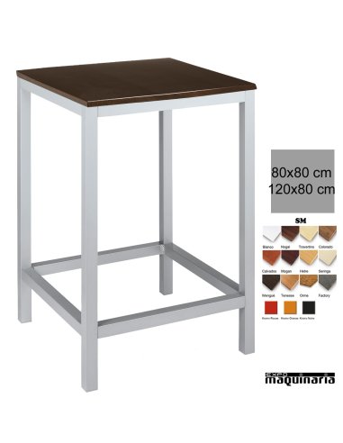 Mesa hosteleria Alta Bar aluminio 4R50SM cuadrada
