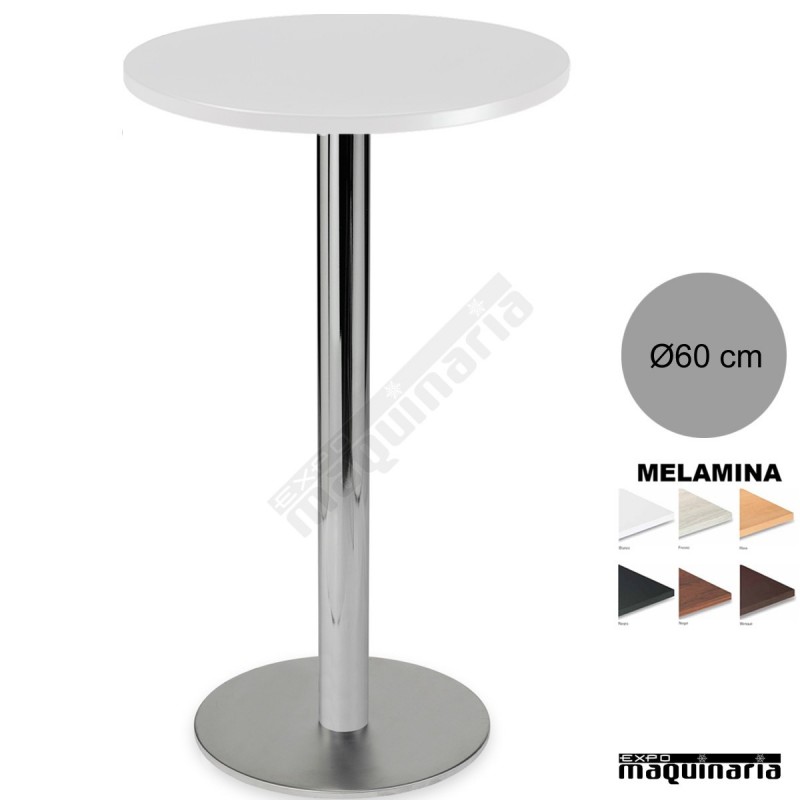 Mesa Alta de bar Tablero Melamina redondo 60 cm