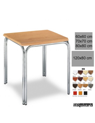 Mesa aluminio hosteleria interior 3R82SM cuadrada