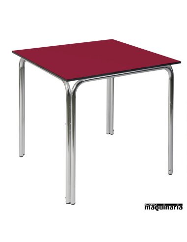 Mesa terraza hosteleria 3R82CO cuadrada color granate