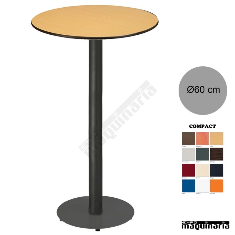 Mesa Alta de bar Tablero Melamina redondo 60 cm