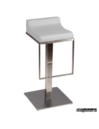 Taburete bar  FAMALMOE-T inox-polipiel color blanco
