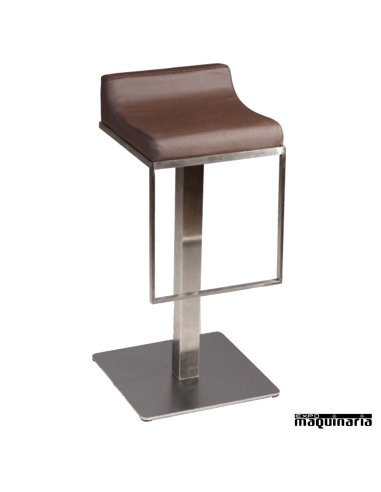 Taburete bar  FAMALMOE-T inox-polipiel color marron