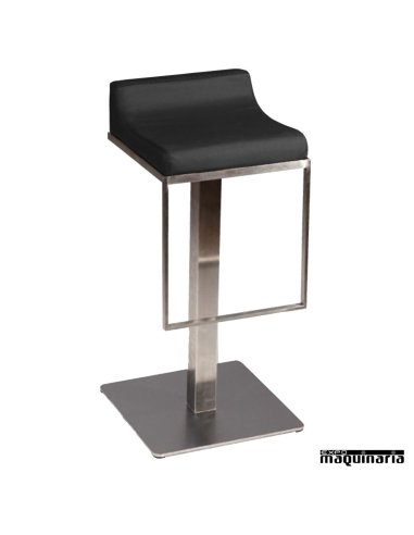 Taburete bar  FAMALMOE-T inox-polipiel color negro