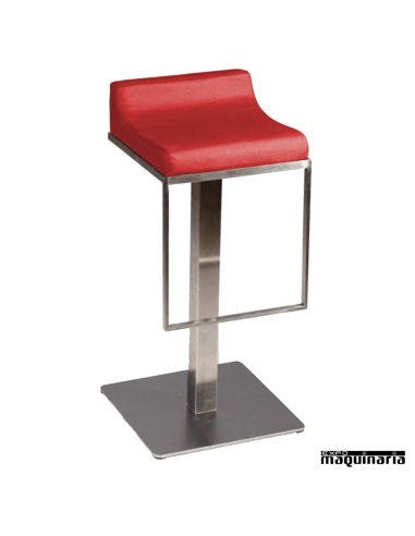 Taburete bar  FAMALMOE-T inox-polipiel color rojo