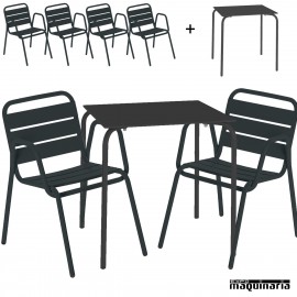 Conjunto terraza mesa y 4 sillones ISSITA-DAN color antracita