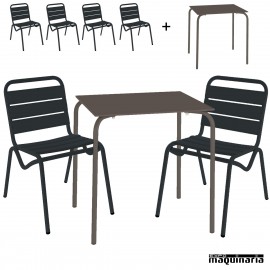 Conjunto terraza mesa y 4 sillones ISSITA-DAN color antracita