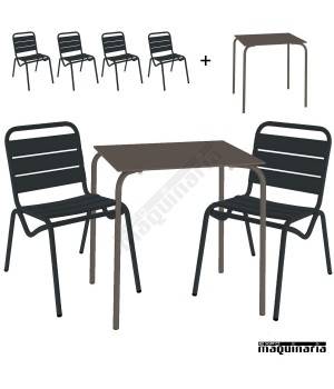 Conjunto terraza mesa y 4 sillones ISSITA-DAN color antracita