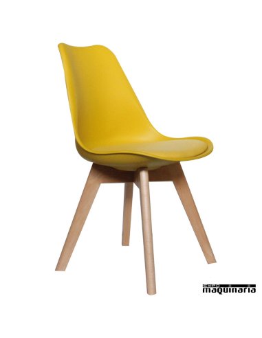 Sillas de madera y poliéster DL810 mostaza